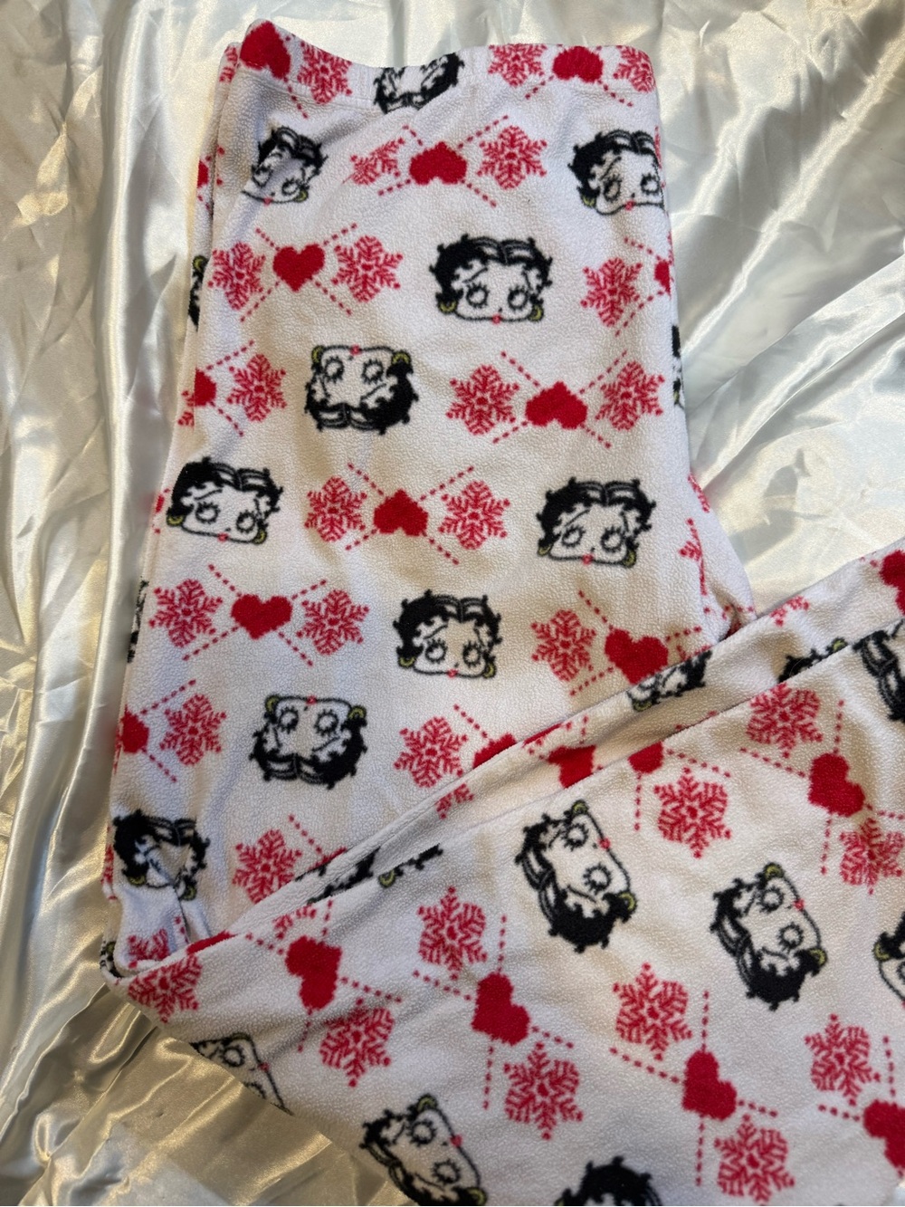 Womens White & Red Betty Boop Fleece Pajama Pants